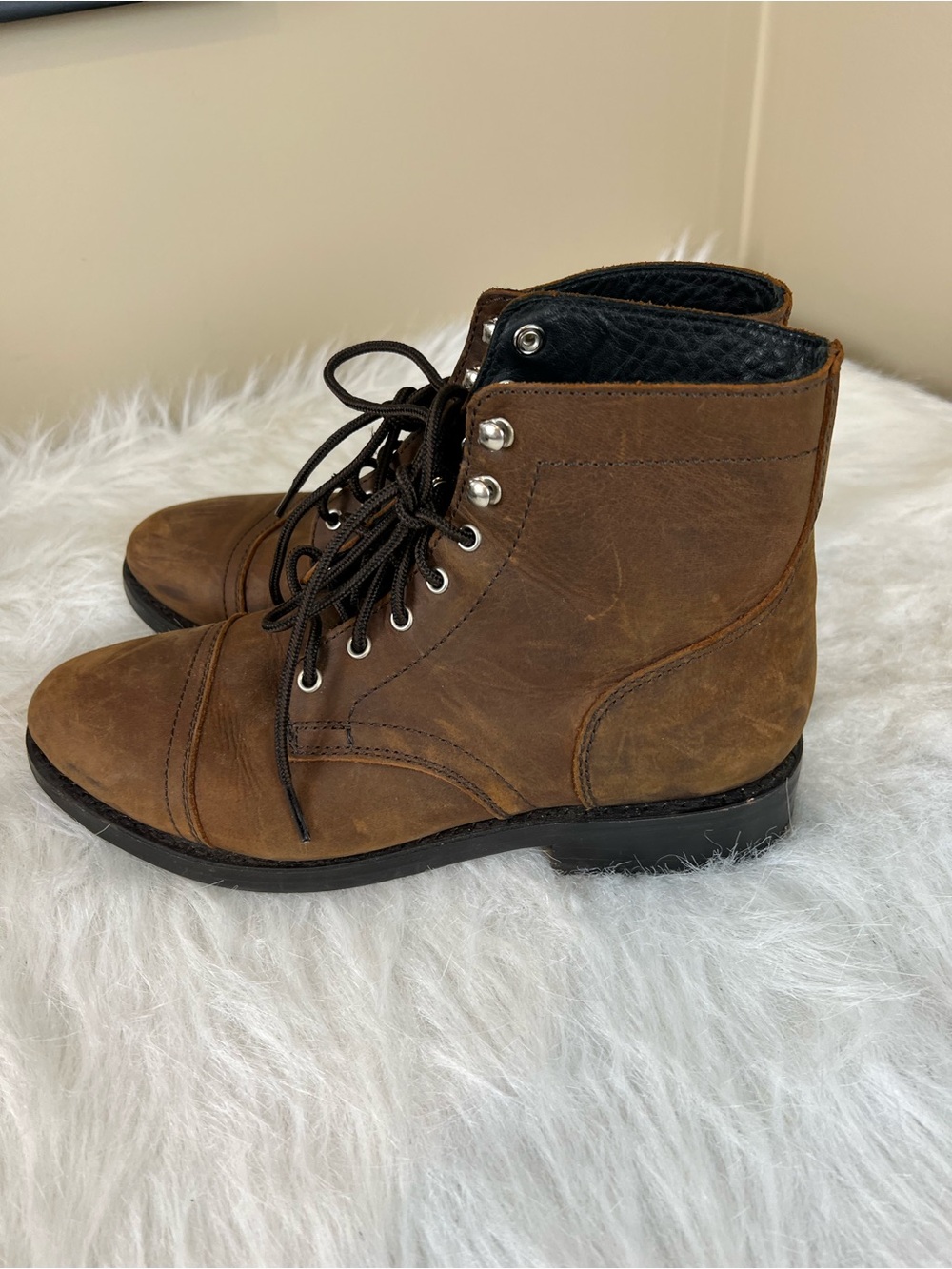 Thursday boot co Captain Brown Leather Lace-Up Combat Boots 10.5